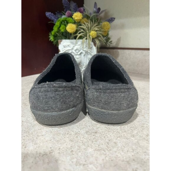 Haflinger Gray Wool Felt Slip-On House Slippers With Stitch Detail 38 - Picture 6 of 7